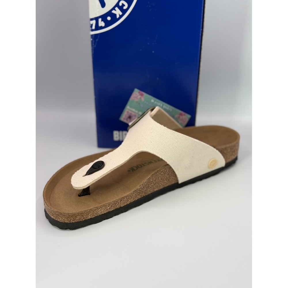 Birkenstock Gizeh Big Buckle Eggshell Canvas Sandals Womens Size 11 NWOB - Picture 4 of 7